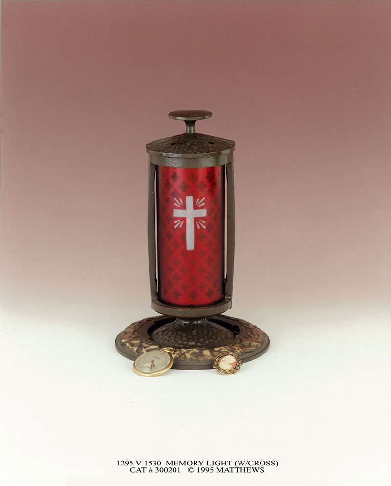 red memory light with cross