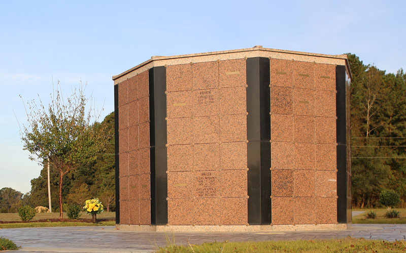 Columbarium at Pinewood Memorial Park in Greenville North Carolina
