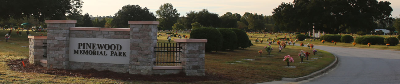 entry to Pinewood Memorial Park in Greenville, North Carolina